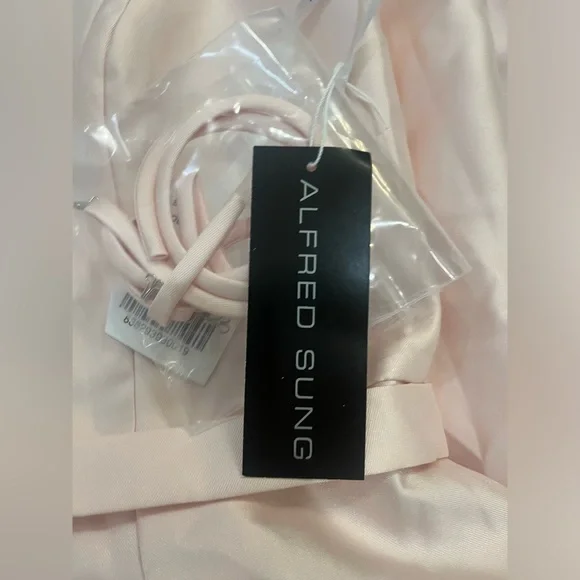 Alfred Sung NWT Strapless Satin High Low Dress with Pockets in Blush - Picture 6 of 9